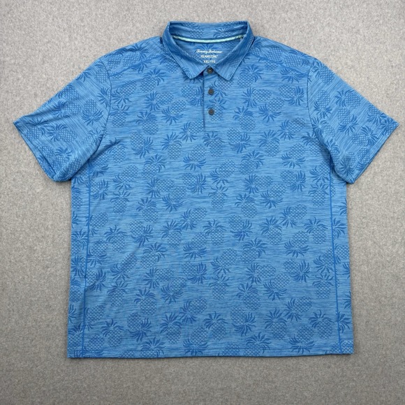 Tommy Bahama Shirt Mens 2XL Blue Island Zone Pineapple All Over Print Polo Beach - Picture 1 of 10